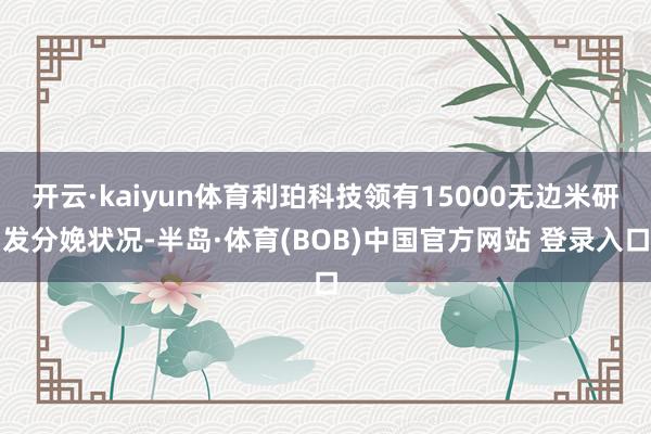 开云·kaiyun体育利珀科技领有15000无边米研发分娩状况-半岛·体育(BOB)中国官方网站 登录入口