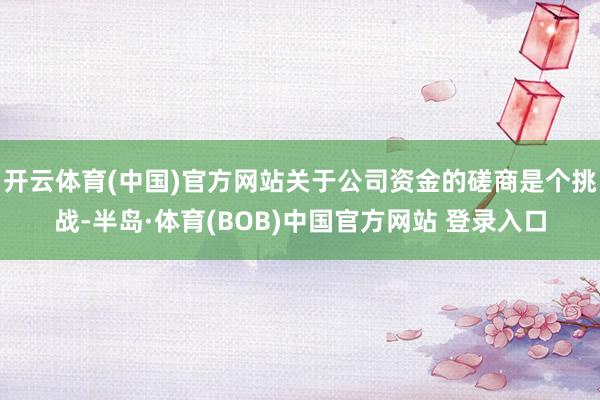 开云体育(中国)官方网站关于公司资金的磋商是个挑战-半岛·体育(BOB)中国官方网站 登录入口